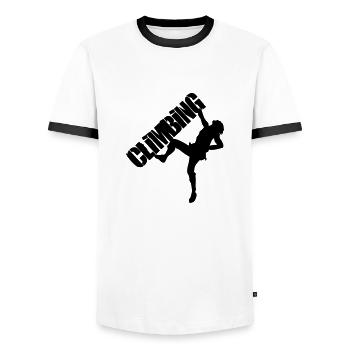 klettern - Männer Kontrast-T-Shirt - Weiß/Schwarz - Vorne - AI Model Female 172 light (172cm) & AI Model Male 178 dark (178cm)