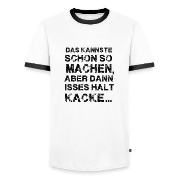 Lustiger Spruch - Männer Kontrast-T-Shirt - Weiß/Schwarz - Vorne - AI Model Female 172 light (172cm) & AI Model Male 178 dark (178cm)