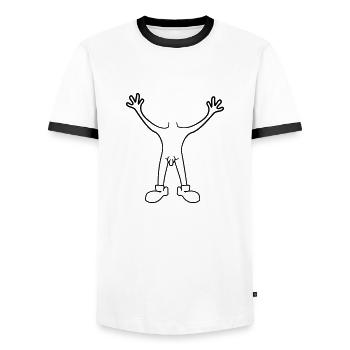 homme homme pénis mains nues levant koer - T-shirt contrasté Homme - blanc/noir - Devant - AI Model Female 172 light (172cm) & AI Model Male 178 dark (178cm)