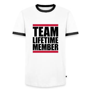 team lifetime member mitglied freunde gruppe verei - Men's Ringer Shirt - white/black - Front - AI Model Female 172 light (172cm) & AI Model Male 178 dark (178cm)