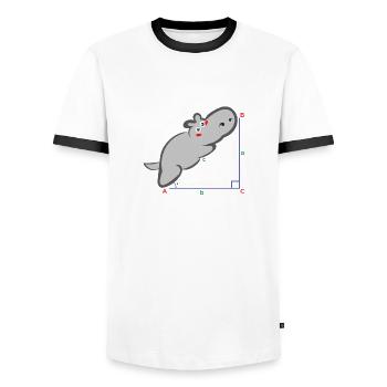 Hippotenuse Funny Math Teacher Gift - Men's Ringer Shirt - white/black - Front - AI Model Female 172 light (172cm) & AI Model Male 178 dark (178cm)