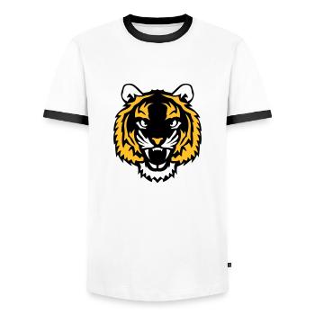 tigre animal sauvage 28012 - T-shirt contrasté Homme - blanc/noir - Devant - AI Model Female 172 light (172cm) & AI Model Male 178 dark (178cm)