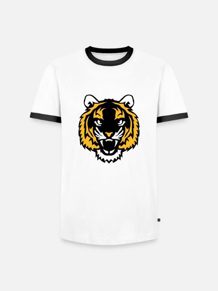 tiger wild animal 28012 - Men's Ringer Shirt - white/black