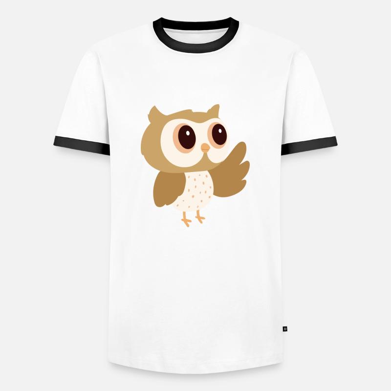 Süße Eule - Männer Kontrast-T-Shirt - Weiß/Schwarz
