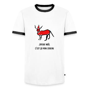 coucou petite perruche françois embrouille tatoo - T-shirt contrasté Homme - blanc/noir - Devant - AI Model Female 172 light (172cm) & AI Model Male 178 dark (178cm)