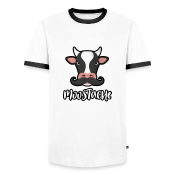 Vache Moostache - Vache avec moustache - T-shirt contrasté Homme - blanc/noir - Devant - AI Model Female 172 light (172cm) & AI Model Male 178 dark (178cm)