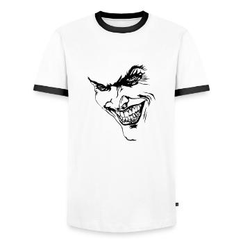 Joker smile - Men's Ringer Shirt - white/black - Front - AI Model Female 172 light (172cm) & AI Model Male 178 dark (178cm)