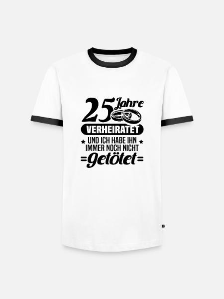 25. Hochzeitstag Silberhochzeit Geschenk Jahrestag - Männer Kontrast-T-Shirt - Weiß/Schwarz