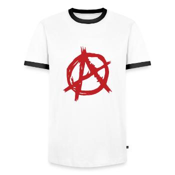 Anarchy - Men's Ringer Shirt - white/black - Front - AI Model Female 172 light (172cm) & AI Model Male 178 dark (178cm)