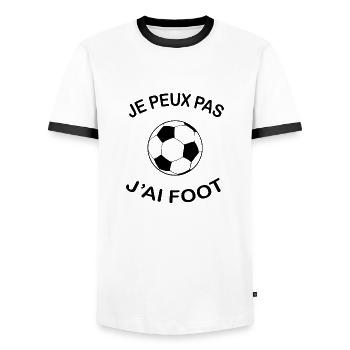 Je Peux Pas J'ai Foot - T-shirt contrasté Homme - blanc/noir - Devant - AI Model Female 172 light (172cm) & AI Model Male 178 dark (178cm)