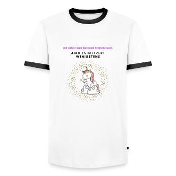 Glitzer - Männer Kontrast-T-Shirt - Weiß/Schwarz - Vorne - AI Model Female 172 light (172cm) & AI Model Male 178 dark (178cm)