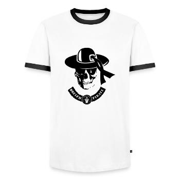 Todeskopf crane breizh Piratenband - Männer Kontrast-T-Shirt - Weiß/Schwarz - Vorne - AI Model Female 172 light (172cm) & AI Model Male 178 dark (178cm)