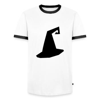 Hexenhut Silhouette - Männer Kontrast-T-Shirt - Weiß/Schwarz - Vorne - AI Model Female 172 light (172cm) & AI Model Male 178 dark (178cm)