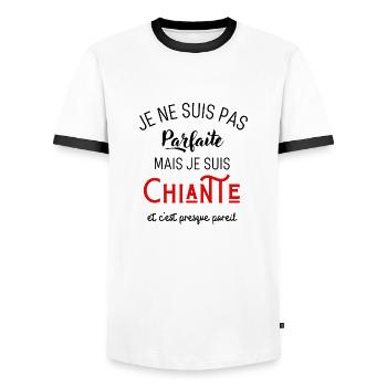 Pas parfaite mais chiante - T-shirt contrasté Homme - blanc/noir - Devant - AI Model Female 172 light (172cm) & AI Model Male 178 dark (178cm)