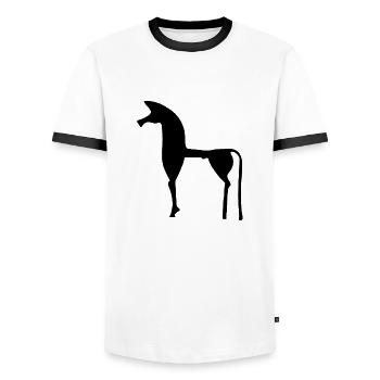 The Greek horse - Men's Ringer Shirt - white/black - Front - AI Model Female 172 light (172cm) & AI Model Male 178 dark (178cm)