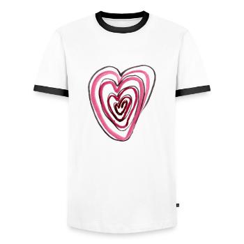 Cœur dans le cœur - T-shirt contrasté Homme - blanc/noir - Devant - AI Model Female 172 light (172cm) & AI Model Male 178 dark (178cm)
