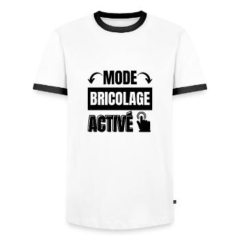 mode bricolage - T-shirt contrasté Homme - blanc/noir - Devant - AI Model Female 172 light (172cm) & AI Model Male 178 dark (178cm)