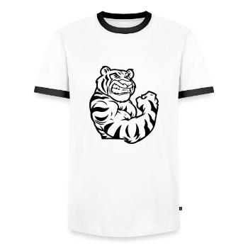 tiger biceps - Men's Ringer Shirt - white/black - Front - AI Model Female 172 light (172cm) & AI Model Male 178 dark (178cm)