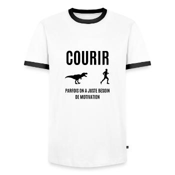 courir - T-shirt contrasté Homme - blanc/noir - Devant - AI Model Female 172 light (172cm) & AI Model Male 178 dark (178cm)