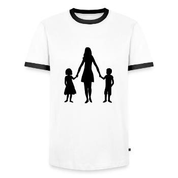 2 Children Mama - Men's Ringer Shirt - white/black - Front - AI Model Female 172 light (172cm) & AI Model Male 178 dark (178cm)