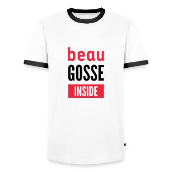 beau gosse inside - T-shirt contrasté Homme - blanc/noir - Devant - AI Model Female 172 light (172cm) & AI Model Male 178 dark (178cm)