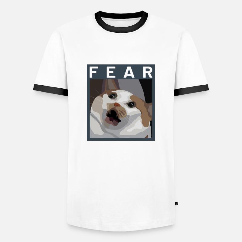 Scared cat Meme Illustration - Männer Kontrast-T-Shirt - Weiß/Schwarz