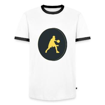 basketteur - T-shirt contrasté Homme - blanc/noir - Devant - AI Model Female 172 light (172cm) & AI Model Male 178 dark (178cm)