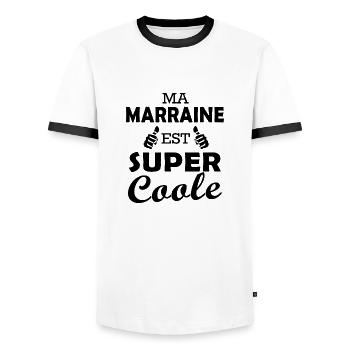 ma marraine est cool - T-shirt contrasté Homme - blanc/noir - Devant - AI Model Female 172 light (172cm) & AI Model Male 178 dark (178cm)