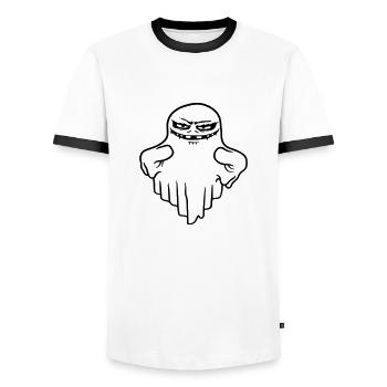 Schwebender Monster Geist Comic - Männer Kontrast-T-Shirt - Weiß/Schwarz - Vorne - AI Model Female 172 light (172cm) & AI Model Male 178 dark (178cm)