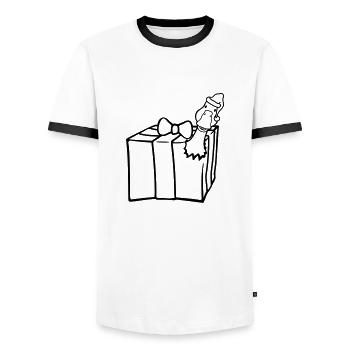 Sweet Goose Gift Christmas - Men's Ringer Shirt - white/black - Front - AI Model Female 172 light (172cm) & AI Model Male 178 dark (178cm)