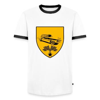 Voiture - T-shirt contrasté Homme - blanc/noir - Devant - AI Model Female 172 light (172cm) & AI Model Male 178 dark (178cm)