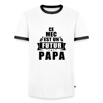 futur papa / bientôt papa / je vais être papa - T-shirt contrasté Homme - blanc/noir - Devant - AI Model Female 172 light (172cm) & AI Model Male 178 dark (178cm)