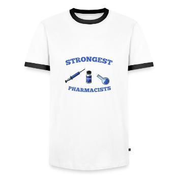 Apotheker Gott Apotheke Pharmazie PTA - Männer Kontrast-T-Shirt - Weiß/Schwarz - Vorne - AI Model Female 172 light (172cm) & AI Model Male 178 dark (178cm)