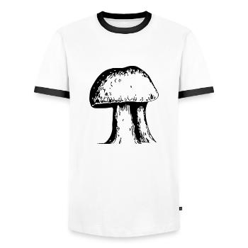 Champignons Champignons Champignons Vénéneux Mycologie Vecteur terreux - T-shirt contrasté Homme - blanc/noir - Devant - AI Model Female 172 light (172cm) & AI Model Male 178 dark (178cm)