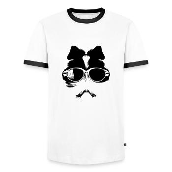 Guinea pig cool sunglasses funny vector 9 - Men's Ringer Shirt - white/black - Front - AI Model Female 172 light (172cm) & AI Model Male 178 dark (178cm)