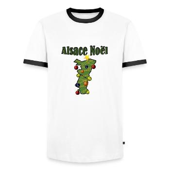 Alsace Christmas Christmas Christmas - Men's Ringer Shirt - white/black - Front - AI Model Female 172 light (172cm) & AI Model Male 178 dark (178cm)