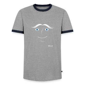 Visage design good vibes hello - T-shirt contrasté Homme - gris/marine  - Devant - AI Model Female 172 light (172cm) & AI Model Male 178 light (178cm)