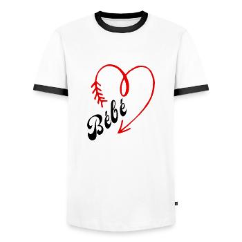 bébé cœur - T-shirt contrasté Homme - blanc/noir - Devant - AI Model Female 172 light (172cm) & AI Model Male 178 dark (178cm)
