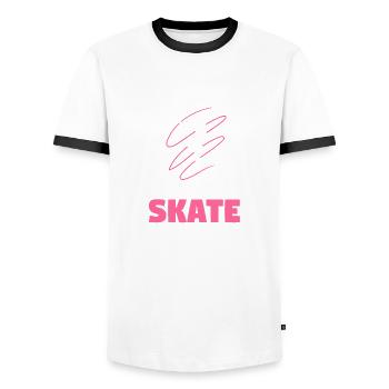 Eiskunstläuferin Eiskunstlaufen Schlittschuh - Männer Kontrast-T-Shirt - Weiß/Schwarz - Vorne - AI Model Female 172 light (172cm) & AI Model Male 178 dark (178cm)
