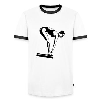 Triathlon Swim Bike Run Marathon - Men's Ringer Shirt - white/black - Front - AI Model Female 172 light (172cm) & AI Model Male 178 dark (178cm)