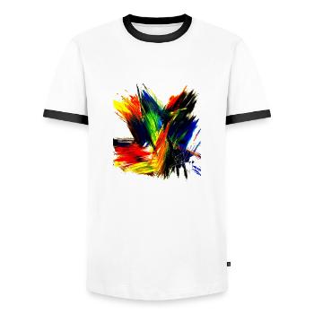 Freebirds by Acryl Paint 62 by Marco Eckenbrecht - Männer Kontrast-T-Shirt - Weiß/Schwarz - Vorne - AI Model Female 172 light (172cm) & AI Model Male 178 dark (178cm)