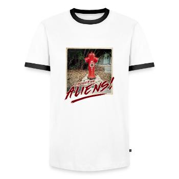 Étrangers 6 - T-shirt contrasté Homme - blanc/noir - Devant - AI Model Female 172 light (172cm) & AI Model Male 178 dark (178cm)