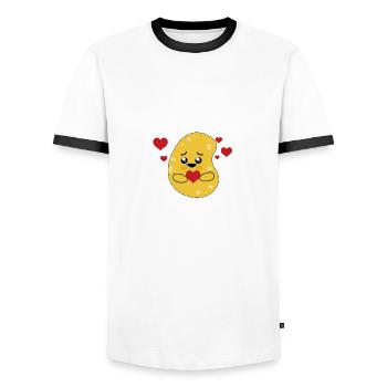 I Love Relation Chips Potato - süße Kartoffel - Männer Kontrast-T-Shirt - Weiß/Schwarz - Vorne - AI Model Female 172 light (172cm) & AI Model Male 178 dark (178cm)