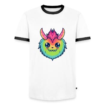 Mignon démon du mois de la fierté - T-shirt contrasté Homme - blanc/noir - Devant - AI Model Female 172 light (172cm) & AI Model Male 178 dark (178cm)