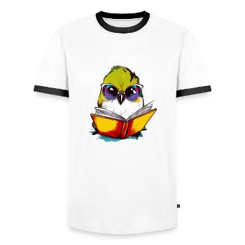 Bako the learned bird - Men's Ringer Shirt - white/black - Front - AI Model Female 172 light (172cm) & AI Model Male 178 dark (178cm)