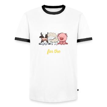 Tierrechte Tierschutz Vegan Vegetarier Tierfreund - Männer Kontrast-T-Shirt - Weiß/Schwarz - Vorne - AI Model Female 172 light (172cm) & AI Model Male 178 dark (178cm)