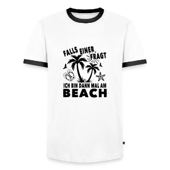 Ich bin dann mal am Beach - Männer Kontrast-T-Shirt - Weiß/Schwarz - Vorne - AI Model Female 172 light (172cm) & AI Model Male 178 dark (178cm)