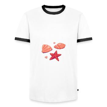 Ja, wir Strand! Einzigartiger Stil, origineller Humor - Männer Kontrast-T-Shirt - Weiß/Schwarz - Vorne - AI Model Female 172 light (172cm) & AI Model Male 178 dark (178cm)