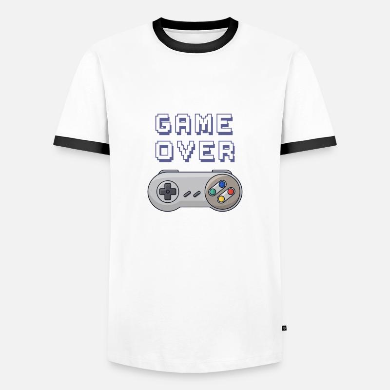 Game Over Retro-Gaming-Controller - Männer Kontrast-T-Shirt - Weiß/Schwarz