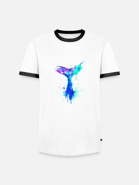hvalfinne, finne, hval, hval, graffiti - Herre kontrast-T-shirt - hvid/sort